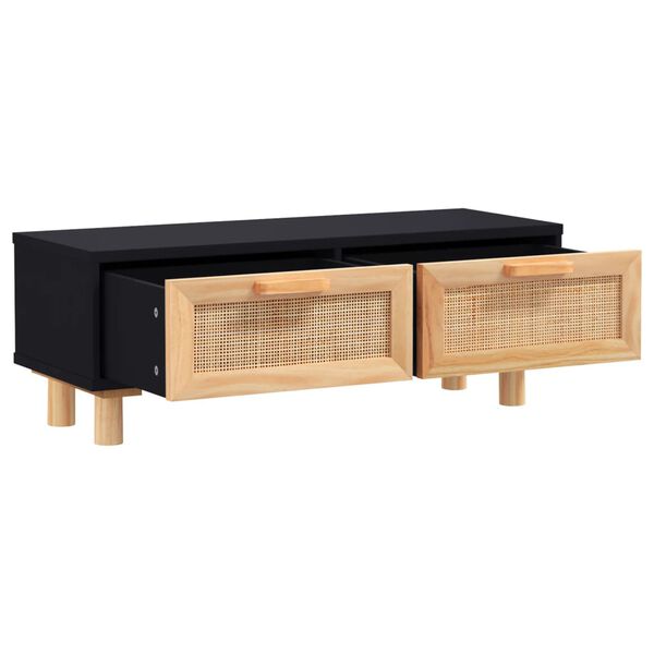 vidaXL Coffee Table Black 80x40x30 cm Engineered Wood&Solid Wood Pine
