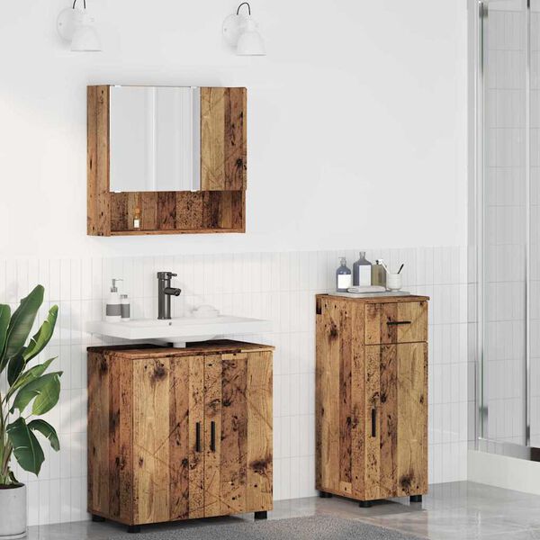 vidaXL Bathroom Furniture Set 3 pcs Old Wood Engineered wood & Metal