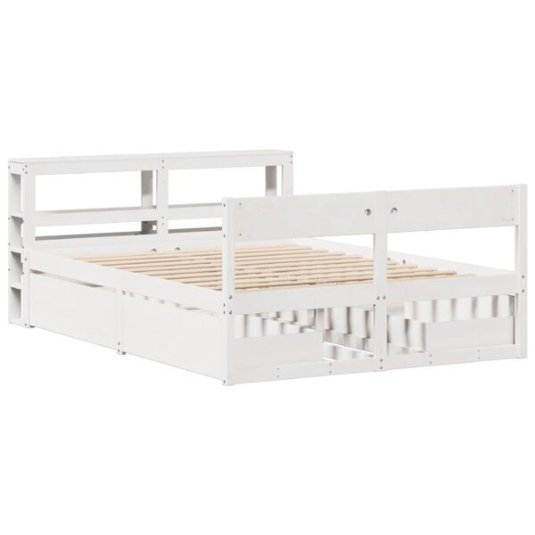 vidaXL Bed Frame without Mattress White 135x190 cm Double Solid Wood Pine
