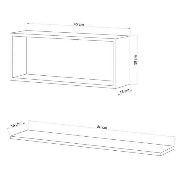 Homemania Wall Shelf Set Felicita 45x18x30 cm White
