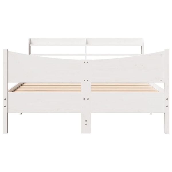 vidaXL Bed Frame with Headboard White 120x190 cm Small Double Solid Wood Pine