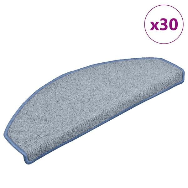 vidaXL Stair Mats 30 pcs 65x24x4 cm Light Grey and Blue Half Round Large