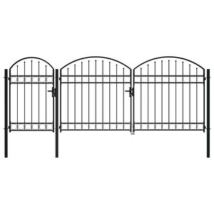vidaXL Garden Fence Gate with Arched Top Grey 4 x 1.25 m Steel