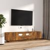 vidaXL 2 Piece TV Cabinet Set with LED Lights Smoked Oak Engineered Wood