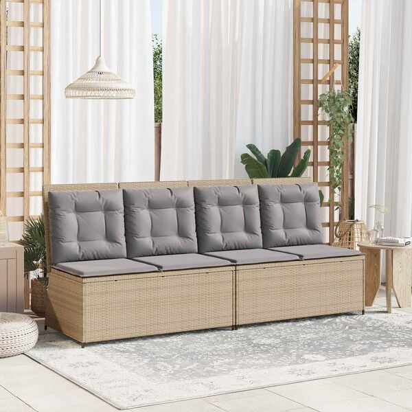 vidaXL Garden Bench Beige Poly Rattan