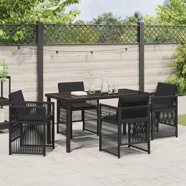 vidaXL Garden Dining Set 5 pcs Black Powder-Coated Steel