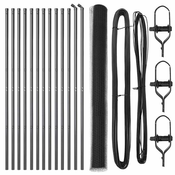 vidaXL Fence Post Grey 25 x 1.6 m (25 mm mesh) Steel and PVC