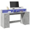 vidaXL Desk with LED Lights Concrete Grey 160x55x91 cm Engineered Wood