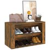 vidaXL Shoe Rack Smoked Oak 75x35x45 cm Engineered Wood