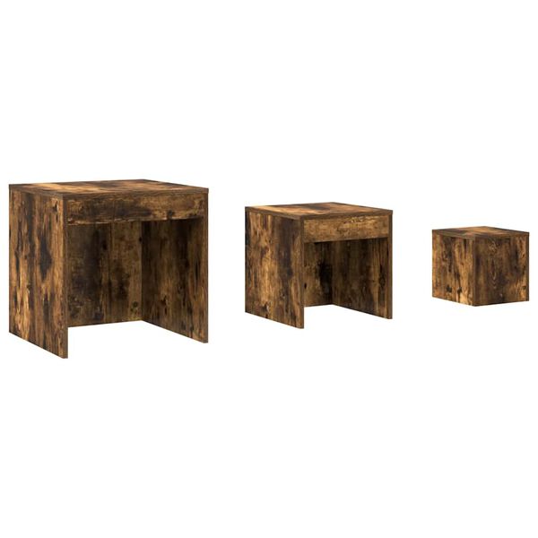 vidaXL Nesting Tables 3 pcs Smoked Oak Engineered Wood