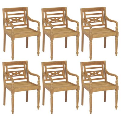 vidaXL Batavia Chairs 6 pcs Solid Teak Wood