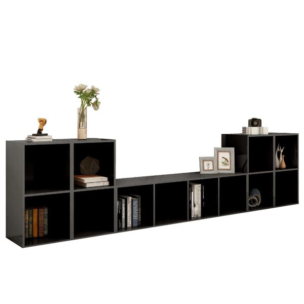 vidaXL 5 Piece TV Cabinet Set High Gloss Grey Engineered Wood