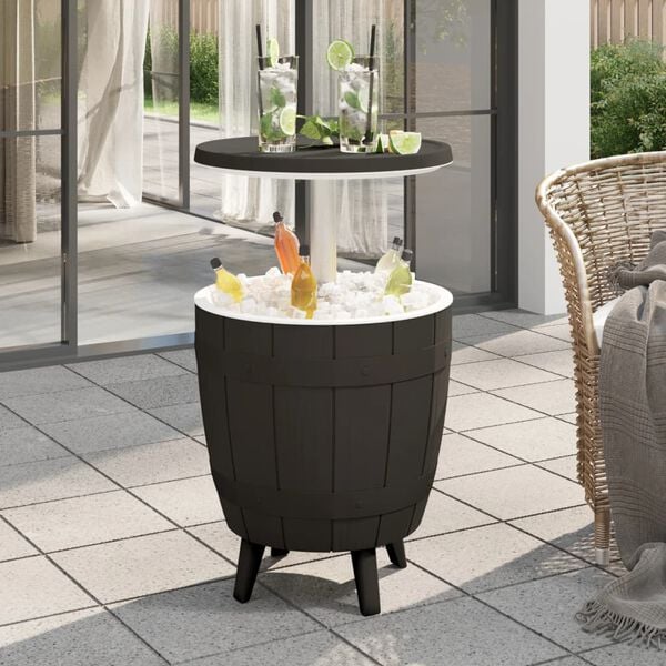 vidaXL 3-in-1 Ice Cooler Table Black Polypropylene