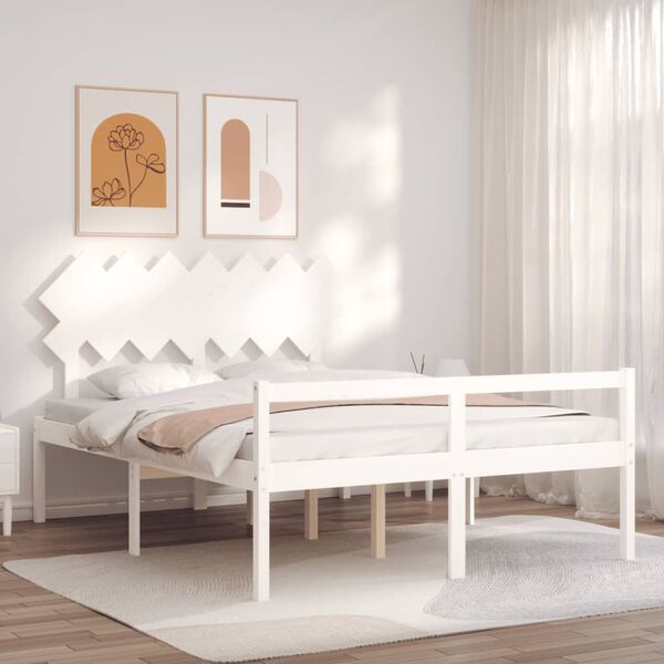 vidaXL Senior Bed without Mattress White 140x200 cm Solid Wood