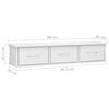 vidaXL Wall Drawer Shelf High Gloss White 88x26x18.5 cm Engineered Wood