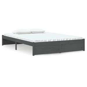 vidaXL Bed Frame without Mattress Grey Solid Wood 140x200 cm