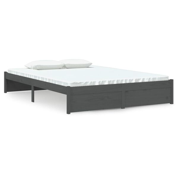 vidaXL Bed Frame without Mattress Grey Solid Wood 140x200 cm