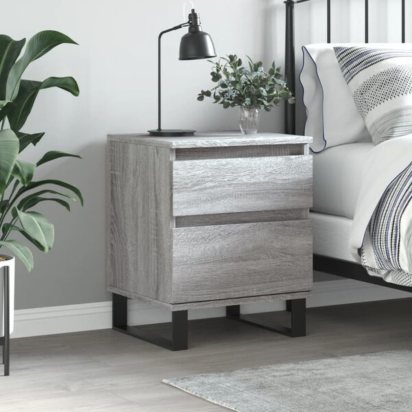 vidaXL Bedside Cabinet Grey Sonoma 40x35x50 cm Engineered Wood