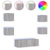 vidaXL 5 Piece TV Wall Cabinets with LED Lights Grey Sonoma