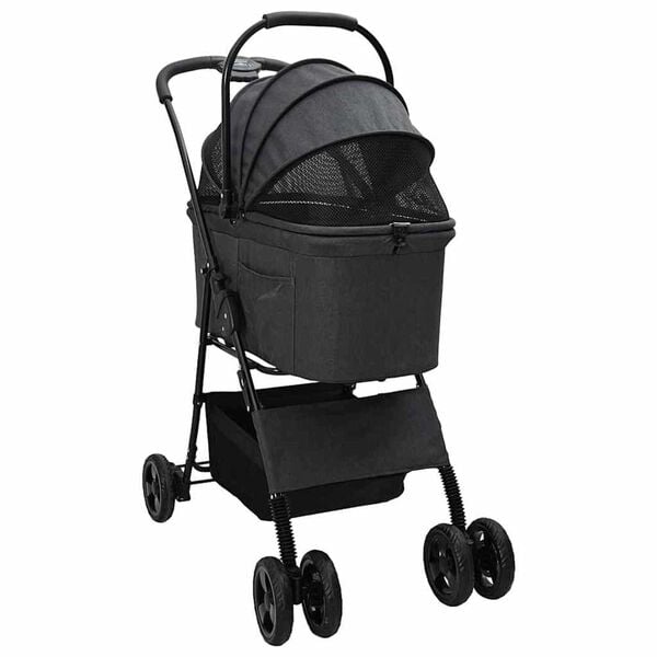 vidaXL Folding Pet Stroller Black 81 x 47 x 99 cm 600D Oxford fabric