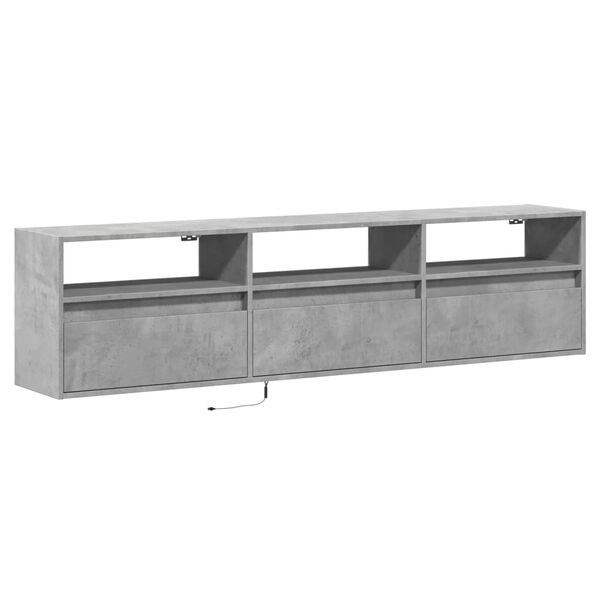 vidaXL TV Wall Cabinet with LED Concrete Grey 180x31x45 cm