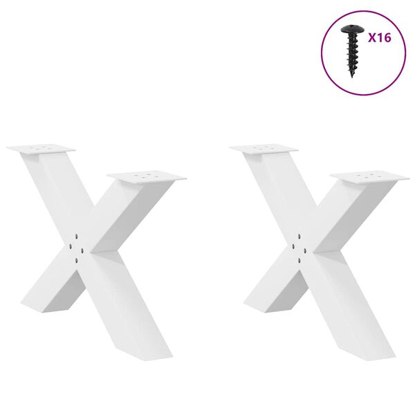 vidaXL Coffee Table Legs X-Shaped 2 pcs White 70x(42-43) cm Steel