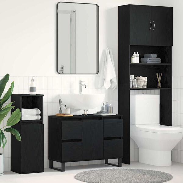 vidaXL Bathroom Cabinet Black Oak 80 x 33 x 60 cm Engineered Wood