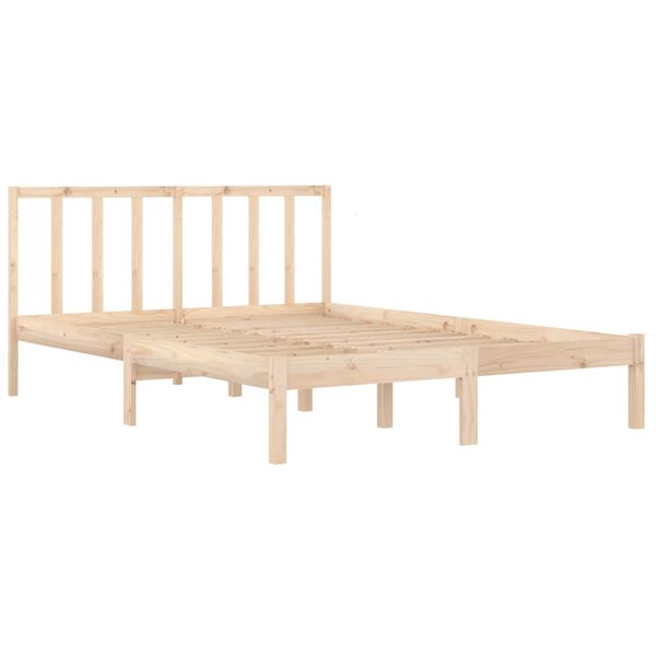 vidaXL Bed Frame without Mattress Solid Wood Pine 135x190 cm Double Double