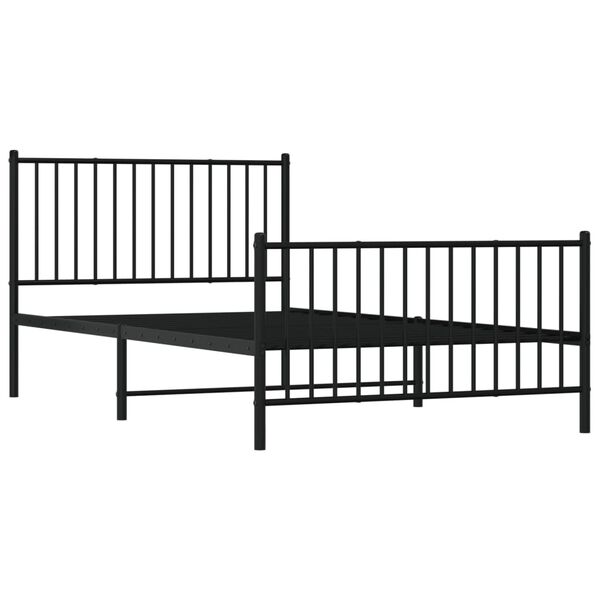 vidaXL Metal Bed Frame without Mattress with Footboard Black 107x203cm