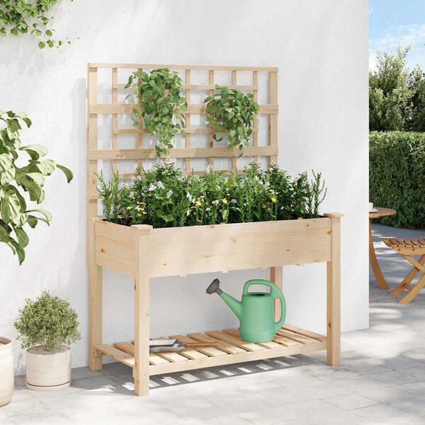 vidaXL Garden Planter Beige 115 x 60.5 x 153 cm Solid Fir Wood