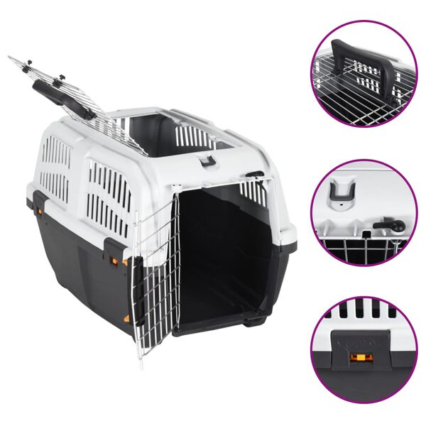 vidaXL Pet Carrier with Metal Door 55x36x35 cm Polypropylene