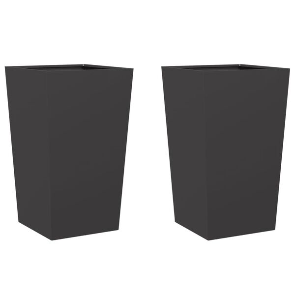 vidaXL Garden Planters Black 2 pcs 45x45x75 cm Steel