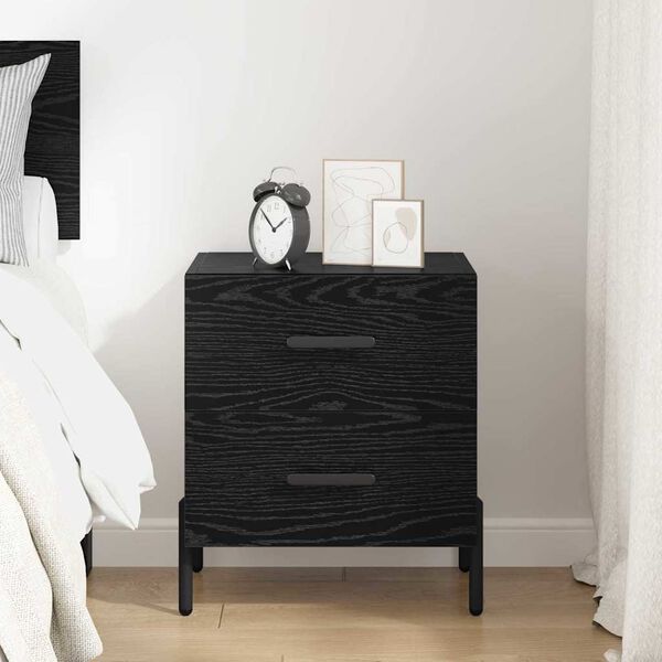 vidaXL Bedside Cabinet Black Oak 40 x 35 x 47.5 cm Engineered Wood