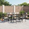 vidaXL 7 Piece Garden Dining Set with Cushions Black Poly Rattan