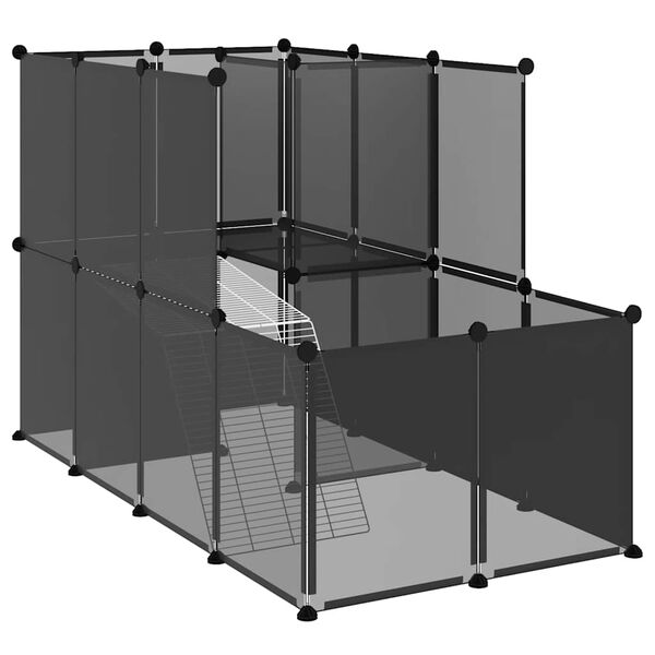vidaXL Small Animal Cage Black 142x74x93 cm PP and Steel