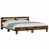 vidaXL Bed Frame with LED without Mattress Smoked Oak 200x200 cm