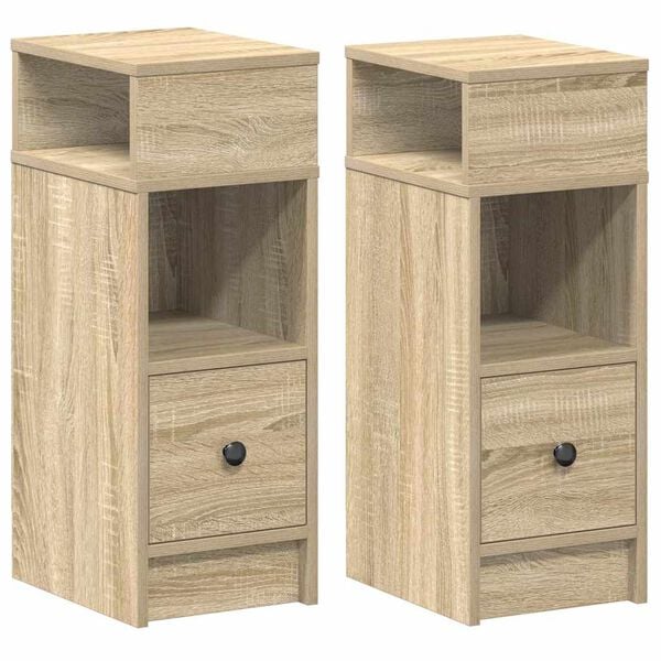vidaXL Bedside Cabinets 2 pcs with Drawer Sonoma Oak 25x31x66 cm