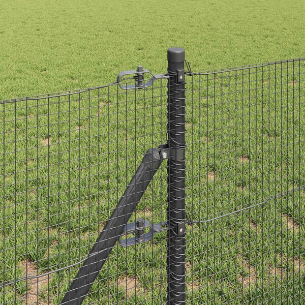 vidaXL Fence Post Grey 25 x 0.8 m (16 x 16 mm mesh) Steel and PVC