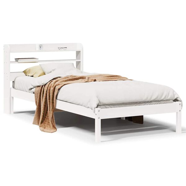 vidaXL Bed Frame without Mattress White 75x190 cm Small Single Solid Wood Pine