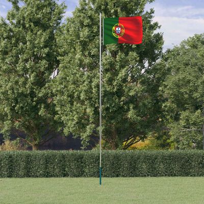 vidaXL Portugal Flag and Pole 6.23 m Aluminium