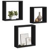 vidaXL Wall Cube Shelves 3 pcs Black MDF