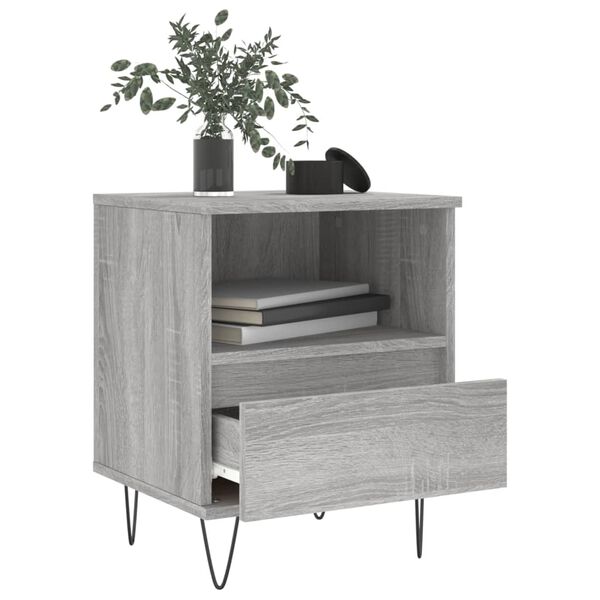 vidaXL Bedside Cabinet Grey Sonoma 40x35x50 cm Engineered Wood