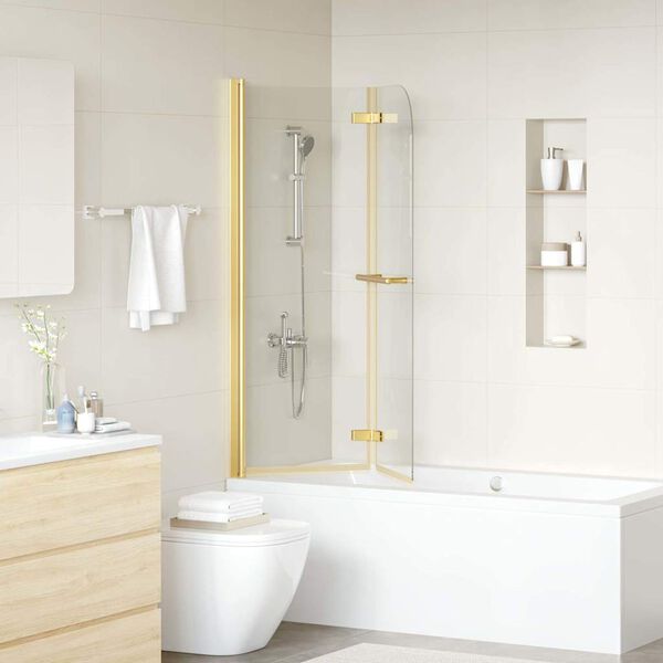 vidaXL Shower Enclosure Gold 95 x 140 cm ESG Glass and Aluminium