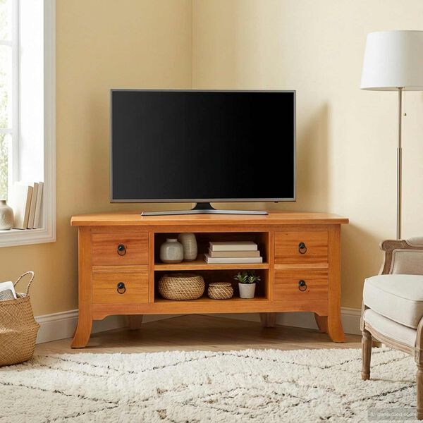 vidaXL TV Cabinet Natural 100 x 40.5 x 46 cm Solid Mahogany Wood