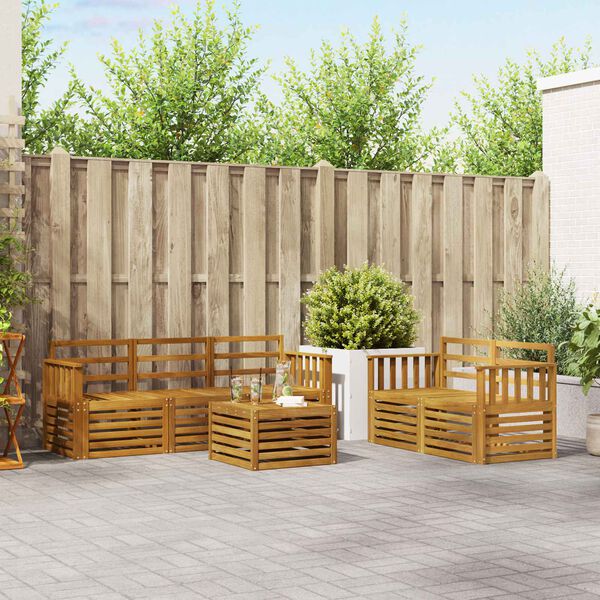 vidaXL Sofa Sets 6 pcs Natural Solid Acacia Wood