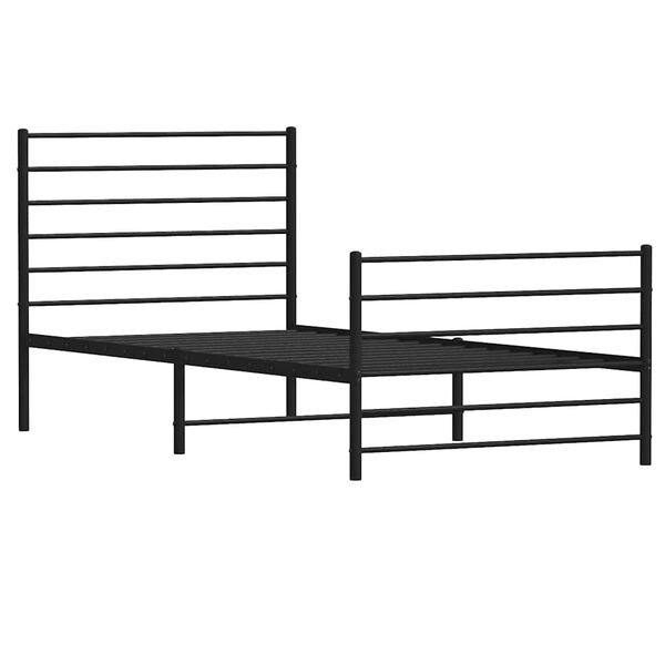 vidaXL Metal Bed Frame without Mattress with Footboard Black 75x190cm