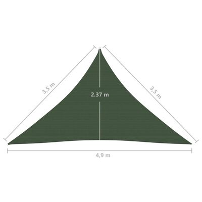 vidaXL Sunshade Sail 160 g/m² Dark Green 3.5x3.5x4.9 m HDPE