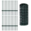 vidaXL Fence with Post Green 0.6 x 50 m Steel and PVC