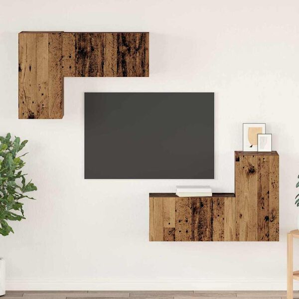 vidaXL TV Cabinet Set Wall-mounted 4 pcs Old Wood Engineered Wood