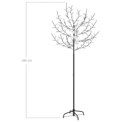 vidaXL Christmas Tree 200 LEDs Cold White Light Cherry Blossom 180 cm